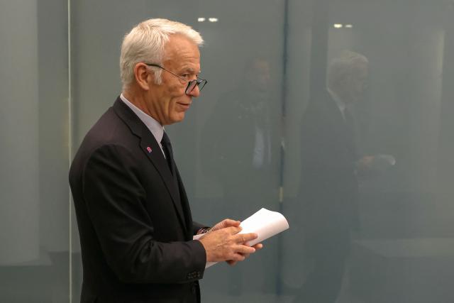 French union Movement of the Enterprises of France (MEDEF) President Patrick Martin arrives to hold a press conference on MEDEF’s initiatives ahead of the 2027 presidential election, in Paris on April 15, 2026. (Photo by Alain JOCARD / AFP)