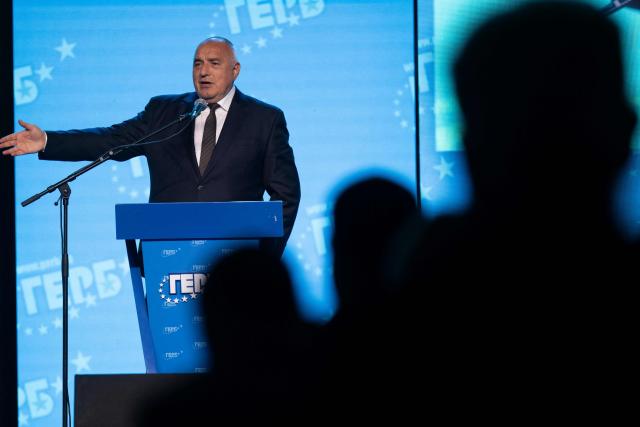 Bulgaria's conservative GERB party leader and former prime minister Boyko Borisov speaks to supporters during the final campaign rally ahead of general elections, in Samokov on April 15, 2026. Bulgaria will hold its eighth general election in five years on April 19, 2026, with the ex-president's new grouping tipped to win a ballot many hope will end chronic instability. (Photo by Nikolay DOYCHINOV / AFP)