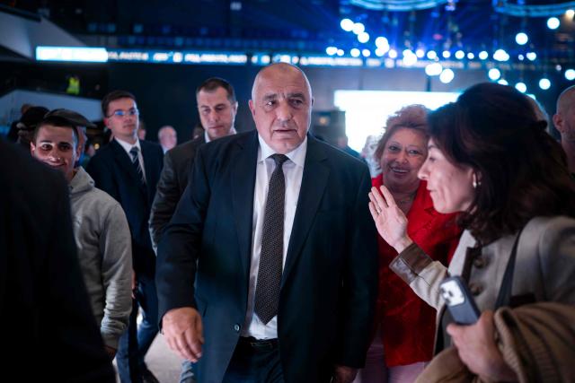 Bulgaria's conservative GERB party leader and former prime minister Boyko Borisov  meets with supporters during the final campaign rally ahead of general elections, in Samokov on April 15, 2026. Bulgaria will hold its eighth general election in five years on April 19, 2026, with the ex-president's new grouping tipped to win a ballot many hope will end chronic instability. (Photo by Nikolay DOYCHINOV / AFP)
