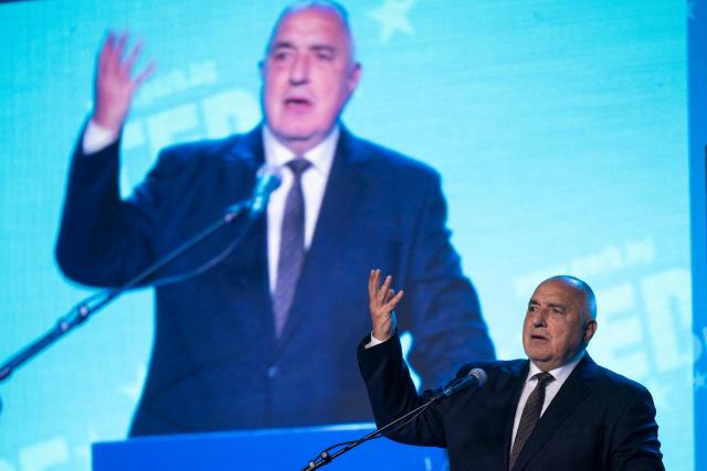 Bulgaria's conservative GERB party leader and former prime minister Boyko Borisov speaks to supporters during the final campaign rally ahead of general elections, in Samokov on April 15, 2026. Bulgaria will hold its eighth general election in five years on April 19, 2026, with the ex-president's new grouping tipped to win a ballot many hope will end chronic instability. (Photo by Nikolay DOYCHINOV / AFP)