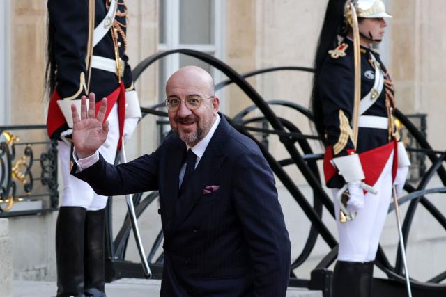 Former Belgium Prime Minister and former President of the European Council Charles Michel arrives a state banquet held in honour of Mauritania's President at the Elysee Presidential Palace in Paris on April 15, 2026. (Photo by Ludovic MARIN / AFP)