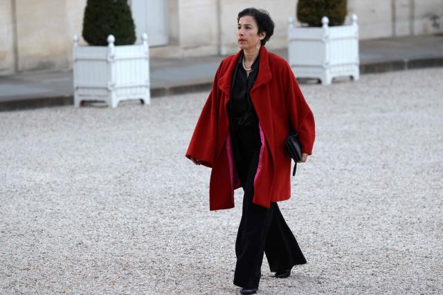 President of the French Institute Francais Eva Nguyen Binh arrives at a state banquet held in honour of Mauritania's President at the Elysee Presidential Palace in Paris on April 15, 2026. (Photo by Ludovic MARIN / AFP)