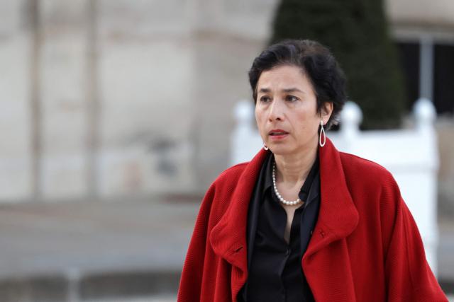 President of the French Institute Francais Eva Nguyen Binh arrives at a state banquet held in honour of Mauritania's President at the Elysee Presidential Palace in Paris on April 15, 2026. (Photo by Ludovic MARIN / AFP)