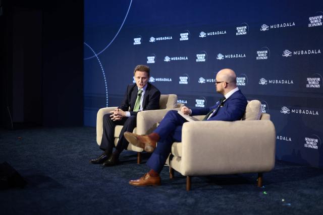 CEO of Iberdrola Pedro Azagra speaks during the 2026 Semafor World Economy conference in Washington, DC, on April 15, 2026. (Photo by Kent NISHIMURA / AFP)