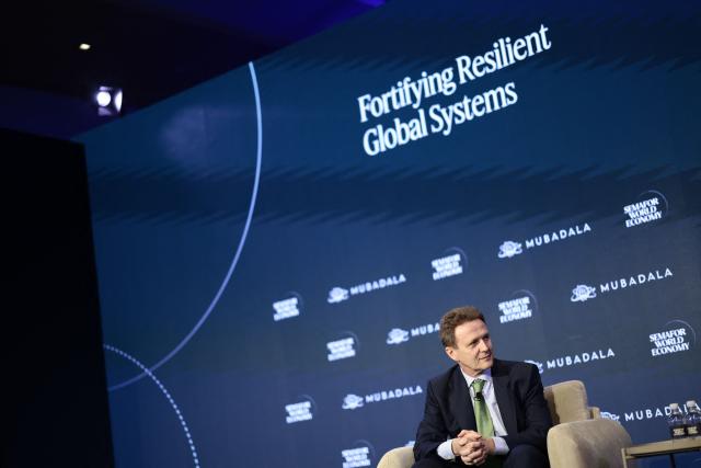 CEO of Iberdrola Pedro Azagra speaks during the 2026 Semafor World Economy conference in Washington, DC, on April 15, 2026. (Photo by Kent NISHIMURA / AFP)