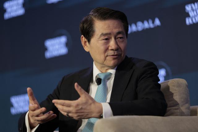 Dr. Huiyao Wang, Founder & President of Center for China and Globalization, speaks during the 2026 Semafor World Economy conference in Washington, DC, on April 15, 2026. (Photo by Kent NISHIMURA / AFP)