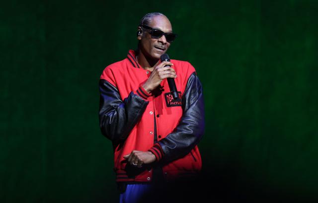 US rapper and founder/producer of Death Row Pictures, Snoop Dogg speaks on stage during Universal Pictures and Focus Features presentation at CinemaCon at The Colosseum at Caesars Palace in Las Vegas, Nevada, on April 15, 2026. (Photo by VALERIE MACON / AFP)