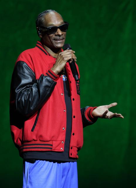 US rapper and founder/producer of Death Row Pictures, Snoop Dogg speaks on stage during Universal Pictures and Focus Features presentation at CinemaCon at The Colosseum at Caesars Palace in Las Vegas, Nevada, on April 15, 2026. (Photo by VALERIE MACON / AFP)