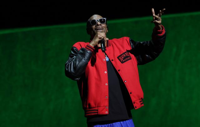 US rapper and founder/producer of Death Row Pictures, Snoop Dogg speaks on stage during Universal Pictures and Focus Features presentation at CinemaCon at The Colosseum at Caesars Palace in Las Vegas, Nevada, on April 15, 2026. (Photo by VALERIE MACON / AFP)