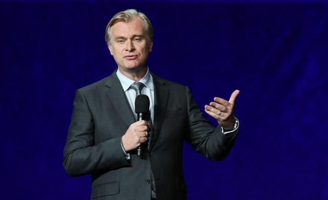 British-US filmmaker Christopher Nolan speaks on stage during Universal Pictures and Focus Features presentation at CinemaCon at The Colosseum at Caesars Palace in Las Vegas, Nevada, on April 15, 2026. (Photo by VALERIE MACON / AFP)