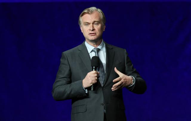 British-US filmmaker Christopher Nolan speaks on stage during Universal Pictures and Focus Features presentation at CinemaCon at The Colosseum at Caesars Palace in Las Vegas, Nevada, on April 15, 2026. (Photo by VALERIE MACON / AFP)