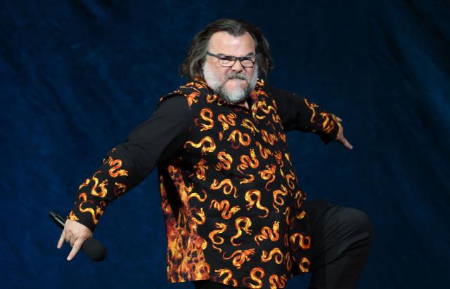 US actor Jack Black speaks on stage during Universal Pictures and Focus Features presentation at CinemaCon at The Colosseum at Caesars Palace in Las Vegas, Nevada, on April 15, 2026. (Photo by VALERIE MACON / AFP)
