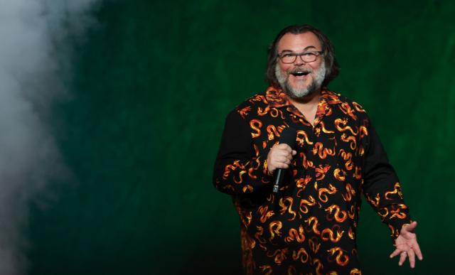 US actor Jack Black speaks on stage during Universal Pictures and Focus Features presentation at CinemaCon at The Colosseum at Caesars Palace in Las Vegas, Nevada, on April 15, 2026. (Photo by VALERIE MACON / AFP)