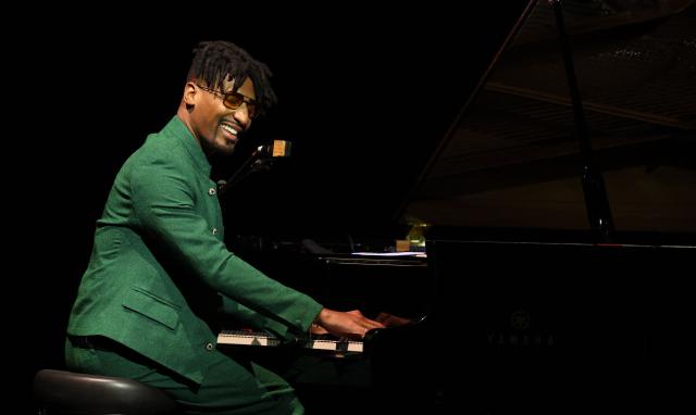 US composer Jon Batiste promotes the upcoming film "The Thomas Crown Affair" during the Amazon MGM Studios presentation at CinemaCon at The Colosseum at Caesars Palace on April 15, 2026 in Las Vegas, Nevada. (Photo by VALERIE MACON / AFP)