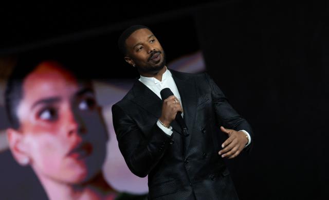 US actor Michael B. Jordan promotes the upcoming film "The Thomas Crown Affair" during the Amazon MGM Studios presentation at CinemaCon at The Colosseum at Caesars Palace on April 15, 2026 in Las Vegas, Nevada. (Photo by VALERIE MACON / AFP)