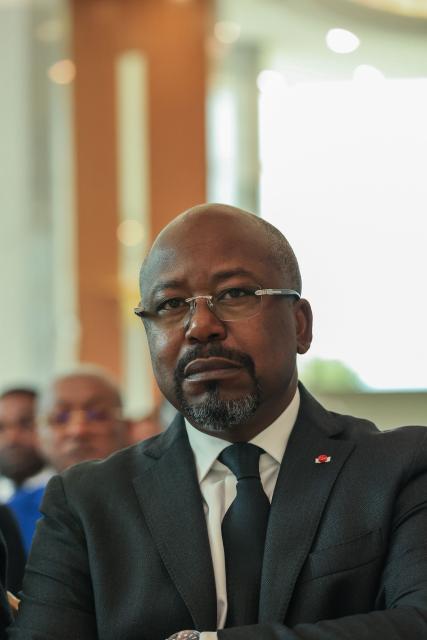 (FILES) Gabon's former prime minister, Alain-Claude Bilie-By-Nze looks on before General Brice Oligui Nguema (unseen) is sworn in as Gabon's transitional president in Libreville on September 4, 2023. Gabon authorities have arrested the country's main opposition leader Alain-Claude Bilie-By-Nze, his political party said on April 16, 2026.
Bilie-By-Nze was detained at his home on April 15, 2026, his Together For Gabon (EPG) party said, adding that it was carried out in "conditions that we consider arbitrary, brutal and manifestly contrary to the fundamental principles of the rule of law." (Photo by AFP)