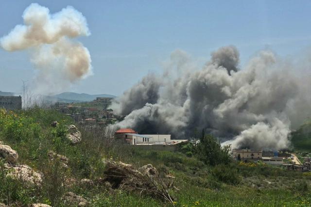 Smoke rises from the site of a series of Israeli strikes that targeted the southern Lebanese city of Nabatieh on April 16, 2026. Lebanon was drawn into the Middle East war on March 2 when Tehran-backed militant group Hezbollah began firing rockets into Israel to avenge the killing of Iranian supreme leader Ayatollah Ali Khamenei in US-Israeli airstrikes. More than a million people have been displaced in Lebanon by the conflict, and Israel has launched a ground invasion in the south. (Photo by Abbas FAKIH / AFP)