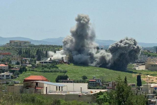 Smoke rises from the site of a series of Israeli strikes that targeted the southern Lebanese city of Nabatieh on April 16, 2026. Lebanon was drawn into the Middle East war on March 2 when Tehran-backed militant group Hezbollah began firing rockets into Israel to avenge the killing of Iranian supreme leader Ayatollah Ali Khamenei in US-Israeli airstrikes. More than a million people have been displaced in Lebanon by the conflict, and Israel has launched a ground invasion in the south. (Photo by Abbas FAKIH / AFP)