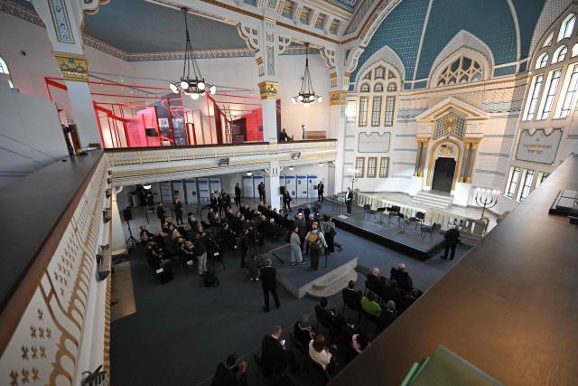 Israel's ambassador to Hungary Maya Kadosh delivers her speech as members of the local Jewish community and diplomats participate on a commemoration ceremony for Hungarian Holocaust victims at the Holocaust Memorial Center in Budapest, Hungary on April 16, 2026. April 16, 2026 marks the 82th anniversary of the beginning of the Hungarian Holocaust during which some 600,000 Jewish Hungarians were deported to Nazi death camps in Austria, Germany and Poland. The Memorial Day of the Hungarian Victims of the Holocaust was established by the Ministry of Education in 2000 and is commemorated in schools, at memorial sites and by Jewish communities throughout the country. (Photo by Attila KISBENEDEK / AFP)