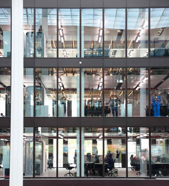 Retail company Amazon Germany's new headquarter building is pictured on April 16, 2026 in Munich. Amazon has had its German headquarters in Bavaria in various offices for nearly 30 years and employs over 6,000 people there. (Photo by AFP)