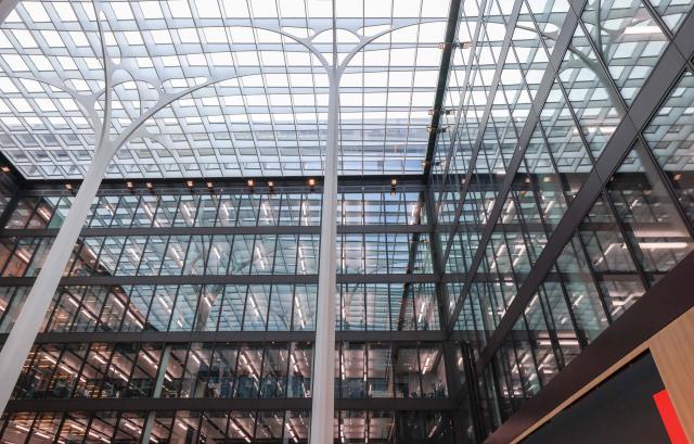Retail company Amazon Germany's new headquarter building is pictured on April 16, 2026 in Munich. Amazon has had its German headquarters in Bavaria in various offices for nearly 30 years and employs over 6,000 people there. (Photo by AFP)