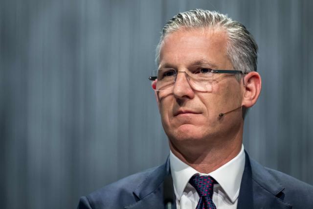 Nestle CEO Philipp Navratil looks on during the annual general meeting of Swiss food giant Nestle in Ecublens near Lausanne, on April 16, 2026. (Photo by Fabrice COFFRINI / AFP)