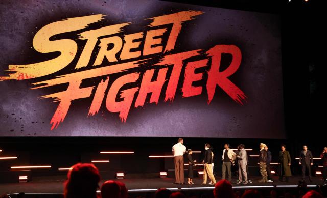 The cast of "Street Fighter" arrives to promote the upcoming film during the Paramount Pictures presentation at CinemaCon at The Colosseum at Caesars Palace on April 16, 2026 in Las Vegas, Nevada. (Photo by VALERIE MACON / AFP)