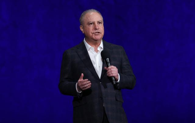 Co-Chairman of Disney Entertainment Alan Bergman speaks on stage during the Walt Disney Studios presentation at CinemaCon at The Colosseum at Caesars Palace on April 16, 2026 in Las Vegas, Nevada. (Photo by VALERIE MACON / AFP)