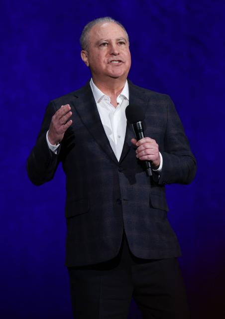 Co-Chairman of Disney Entertainment Alan Bergman speaks on stage during the Walt Disney Studios presentation at CinemaCon at The Colosseum at Caesars Palace on April 16, 2026 in Las Vegas, Nevada. (Photo by VALERIE MACON / AFP)