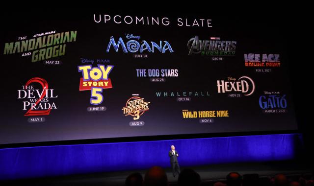 Co-Chairman of Disney Entertainment Alan Bergman speaks on stage during the Walt Disney Studios presentation at CinemaCon at The Colosseum at Caesars Palace on April 16, 2026 in Las Vegas, Nevada. (Photo by VALERIE MACON / AFP)