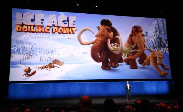 Andrew Cripps, Head of Theatrical Distribution speaks on stage during the Walt Disney Studios presentation at CinemaCon at The Colosseum at Caesars Palace on April 16, 2026 in Las Vegas, Nevada. (Photo by VALERIE MACON / AFP)