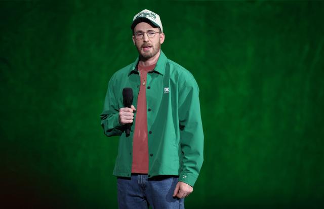 US actor Chris Evans promotes "Avengers: Doomsday" during the Walt Disney Studios presentation at CinemaCon at The Colosseum at Caesars Palace on April 16, 2026 in Las Vegas, Nevada. (Photo by VALERIE MACON / AFP)