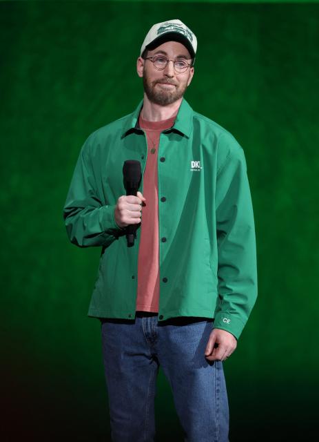 US actor Chris Evans promotes "Avengers: Doomsday" during the Walt Disney Studios presentation at CinemaCon at The Colosseum at Caesars Palace on April 16, 2026 in Las Vegas, Nevada. (Photo by VALERIE MACON / AFP)