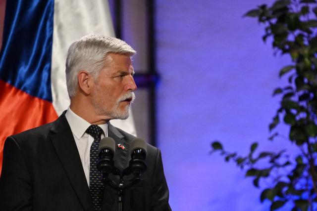 Czech President Petr Pavel speaks next to Chile's President Jose Antonio Kast (out of frame) during a joint press conference at La Moneda Presidential Palace in Santiago on April 16, 2026. (Photo by RODRIGO ARANGUA / AFP)