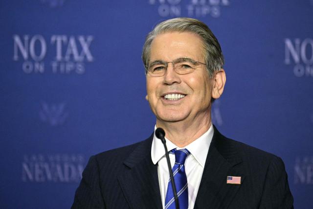 US Secretary of Treasury Scott Bessent attends a roundtable discussion on the US president's "no tax on tips" policy at the AC Hotel Las Vegas Symphony Park in Las Vegas, Nevada, on April 16, 2026. (Photo by Jim WATSON / AFP)
