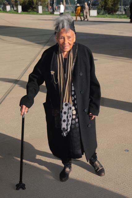 US sculptor Betye Saar attends the Los Angeles County Museum of Art's (LACMA) opening gala for the David Geffen Galleries at LACMA in Los Angeles, on April 16, 2026. (Photo by Etienne LAURENT / AFP)