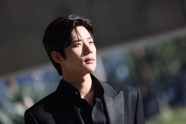 South Korean actor Moon Sang-min attends the Los Angeles County Museum of Art's (LACMA) opening gala for the David Geffen Galleries at LACMA in Los Angeles, on April 16, 2026. (Photo by Etienne Laurent / AFP)