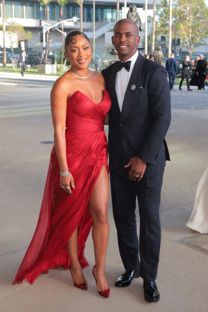 Jada Paul and US former NBA player Chris Paul attend the Los Angeles County Museum of Art's (LACMA) opening gala for the David Geffen Galleries at LACMA in Los Angeles, on April 16, 2026. (Photo by Etienne LAURENT / AFP)