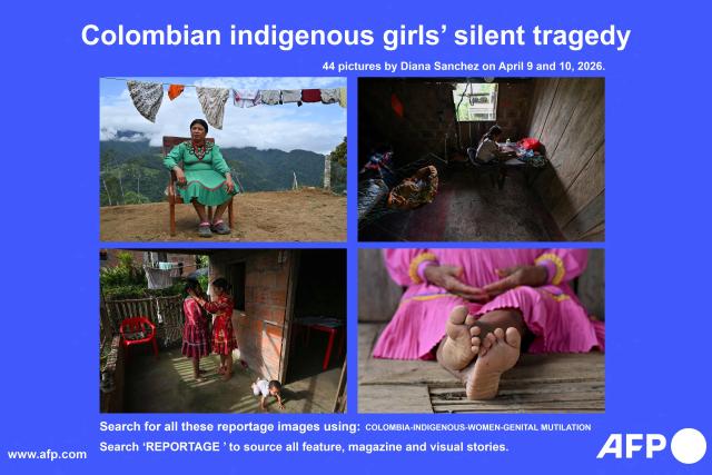AFP presents a visual story of 44 pictures by Diana Sanchez taken on on April 9 and 10, 2026, of the genital mutilation that affects hundreds of Embera Chami and Katio indigenous girls in the Colombian coffee-growing mountains. Search for all these reportage images using: COLOMBIA-INDIGENOUS-WOMEN-GENITAL MUTILATION
Search "REPORTAGE" to source all feature, magazine and visual stories. (Photo by Diana SANCHEZ / AFP)