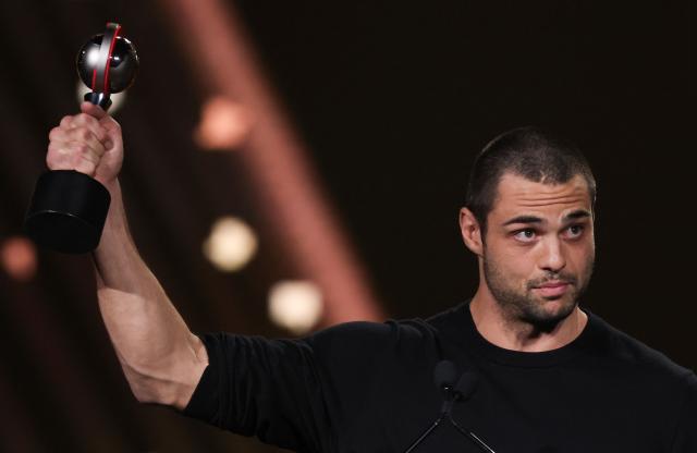 Star of Tomorrow award recipient US actor Noah Centineo speaks on stage during the CinemaCon 2026 Big Screen Achievement Awards at OMNIA Nightclub at Caesars Palace in Las Vegas, Nevada on April 16, 2026. (Photo by VALERIE MACON / AFP)