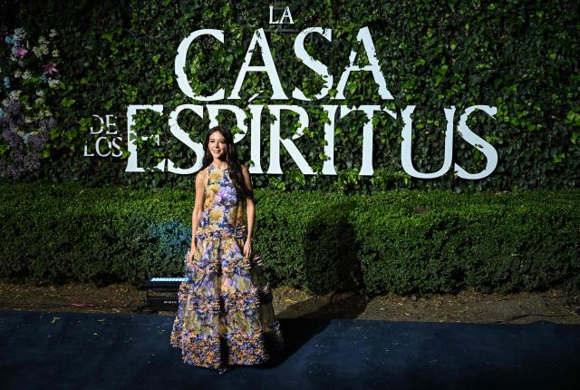 Mexican actress Fernanda Castillo attends the red carpet of 'La Casa de los Espiritus' (the House of the Spirits) in Mexico City on April 16, 2026. (Photo by Yuri CORTEZ / AFP)