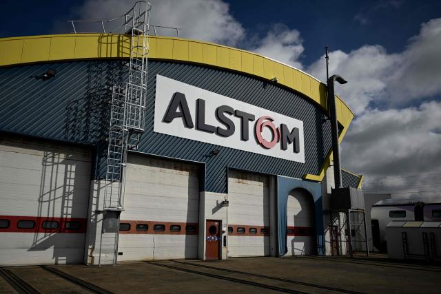 A picture taken on April 16, 2026 shows the Alstom rail manufacturing plant in Aytre, near La Rochelle, south-western France. Alstom’s share price plunged nearly 30% on April 17, 2026 less than half an hour after the opening of a session on the Paris Stock Exchange, following a downward revision of its financial performance targets due to delivery delays. (Photo by Philippe LOPEZ / AFP)