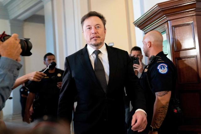 (FILES) SpaceX, Twitter and electric car maker Tesla CEO Elon Musk, arrives for a US Senate bipartisan Artificial Intelligence (AI) Insight Forum at the US Capitol in Washington, DC, on September 13, 2023. Elon Musk has been summoned on April 20, 2026 by the French courts as part of an investigation into alleged abuses on the social media platform X. (Photo by Stefani Reynolds / AFP)