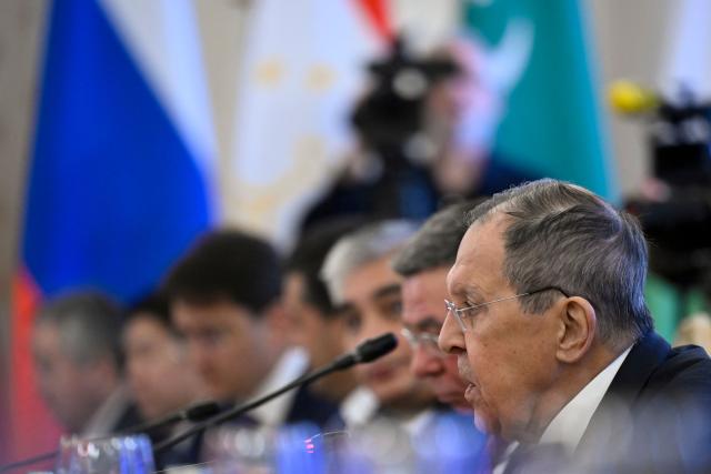 Russian Foreign Minister Sergei Lavrov speaks during a meeting of the council of foreign ministers of the Commonwealth of Independent States (CIS) in Moscow on April 17, 2026. (Photo by Alexander NEMENOV / POOL / AFP)