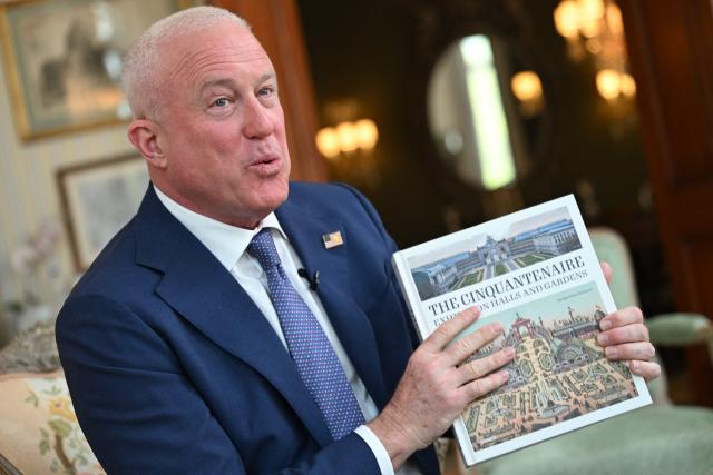 US Ambassador to Belgium Bill White answers questions in an interview in Brussels on April 17, 2026. (Photo by Nicolas TUCAT / AFP)