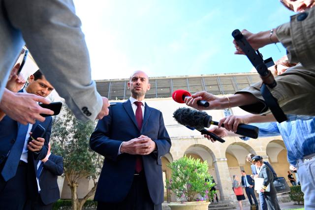 French Foreign Affairs Minister Jean-Noel Barrot speaks to journalists during his visit to the Faculty of Law and Political Science to meet with students in Montpellier, southern France, on April 17, 2026. (Photo by Sylvain THOMAS / AFP)