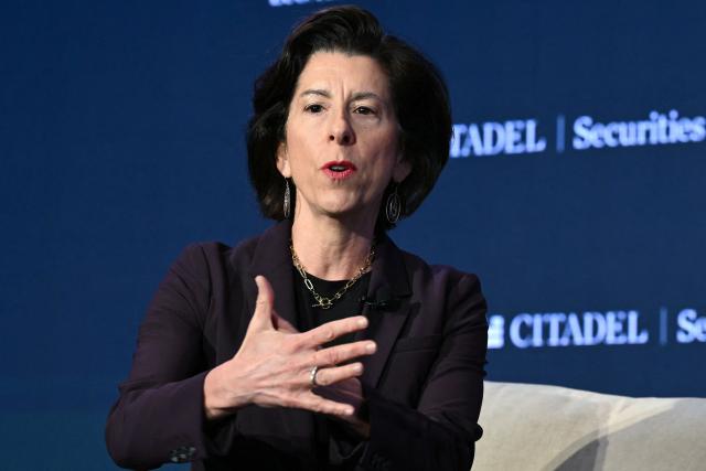 Former US Commerce Secretary Gina Raimondo speaks during the 2026 Semafor World Economy conference in Washington, DC, on April 17, 2026. (Photo by Mandel NGAN / AFP)