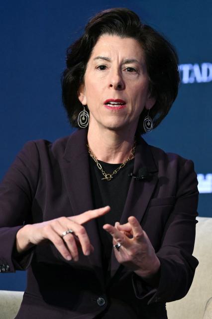 Former US Commerce Secretary Gina Raimondo speaks during the 2026 Semafor World Economy conference in Washington, DC, on April 17, 2026. (Photo by Mandel NGAN / AFP)