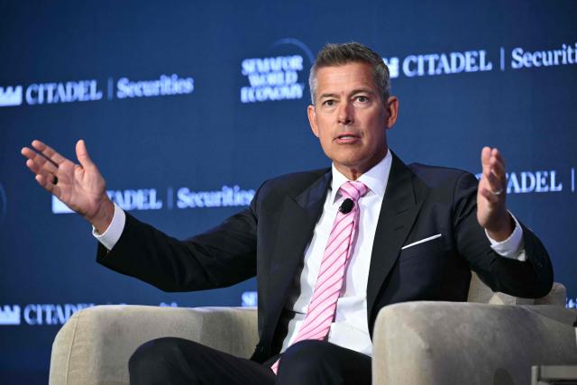 US Secretary of Transportation Sean Duffy speaks during the 2026 Semafor World Economy conference in Washington, DC, on April 17, 2026. (Photo by Mandel NGAN / AFP)