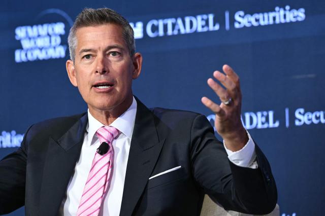 US Secretary of Transportation Sean Duffy speaks during the 2026 Semafor World Economy conference in Washington, DC, on April 17, 2026. (Photo by Mandel NGAN / AFP)